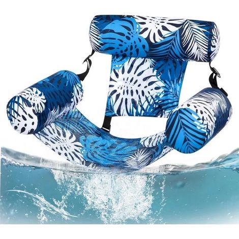 Fauteuil gonflable pour adultes, bleu, avec pompe, pour piscine et plage (1/4)