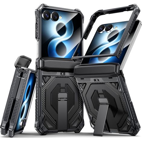 Funda protectora para Samsung Galaxy Z Flip 8, con soporte y tapa de bisagra, compatible con MagSafe, color negro. (1/5)