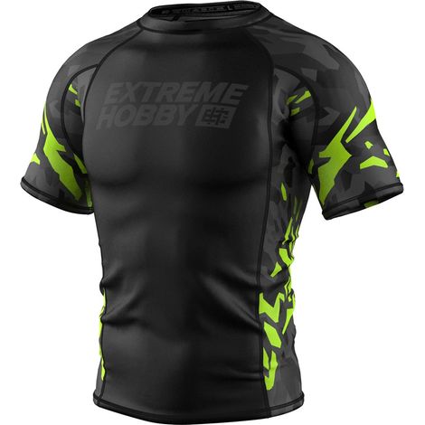 rashguard a maniche corte da uomo pantera nera taglia S gialla