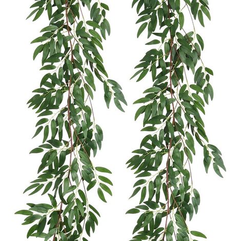 Lot de 2 brindilles de saule artificielles, 1,7 m, fausses plantes suspendues en soie pour intérieur ou extérieur, maison, mariage, arche, jungle, plage, fête d'anniversaire, jardin