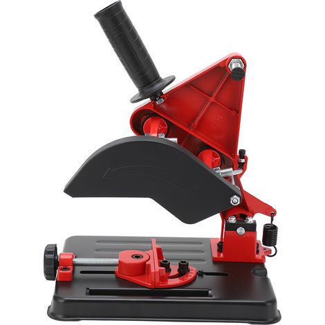 Support universel fixe pour meuleuse 100-125 mm, berceau inclinable 45° en fonte rouge noir, étau max 80 mm prof 30 mm, livré avec accessoires (1/5)