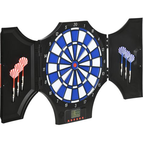 Cible de fléchettes électronique refermable 2 portes - 31 jeux, jusqu'à 8 joueurs, écran LCD, haut-parleur, noir (1/5)