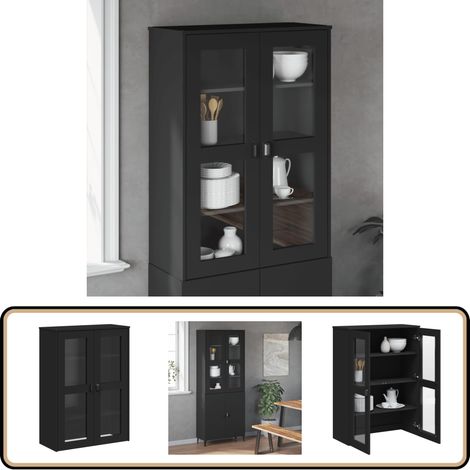 Aufsatz für Highboard VIKEN Schwarz Holzwerkstoff - Industriel Design - Sideboard Aufsatz - Regalaufsatz - TV Stand - Aufbewahrungslösung