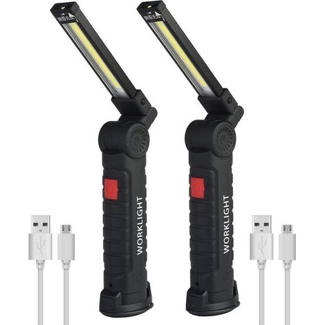 Lampe de travail LED rechargeable Ulisem2x Cob, lampe d'atelier COB, lampe de poche portable à LED avec base magnétique, lampe d'inspection pour randonnée et camping (1/4)