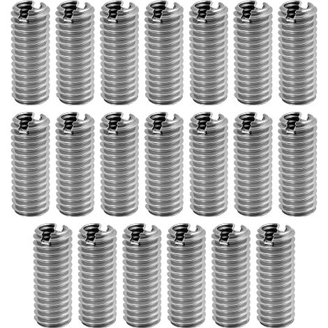 20 Pièces Insert Fileté M6 Vers M4 15mm, Réducteur De Filetage M6 À M4 En Acier Inoxydable, Douille Filetée Avec Rainure, Filet Rapporté Pour Réparation, Insert Fileté Métal Pour Machines, Industrie (1/5)