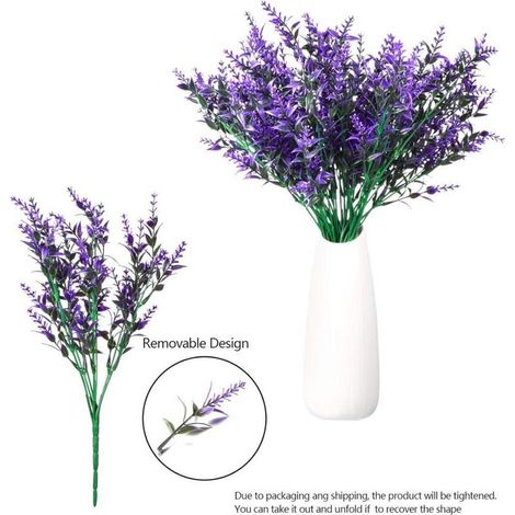 Fiori di lavanda artificiali, bouquet di fiori artificiali per decorazioni, piante artificiali finte per interni ed esterni, matrimoni e giardini - 6 pezzi/viola (1/4)