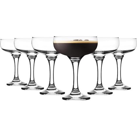 Pack de 6 Soucoupe Champagne, Verre Vintage, Capacité 200ml, Diamètre 9.5cm, Pour Cocktail et Fête (1/5)