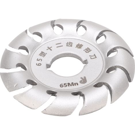 Disque à modeler en acier inoxydable à 12 dents pour meuleuse d'angle, finition bois et caoutchouc argentée (1/5)