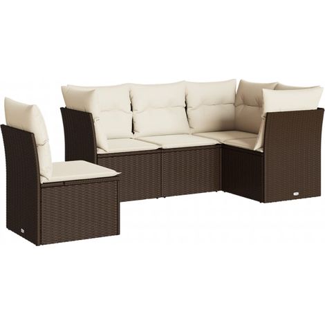 Maison Exclusive - Set comedor de jardín 5 piezas y cojines ratán (1/3)