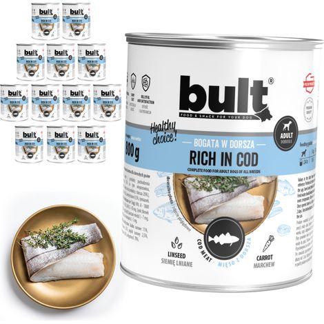 Cibo umido per cani BULT, lattina di merluzzo, 12 x 800 g (1/2)