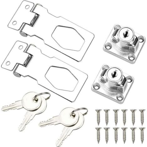 CSPARKV 2Pcs Cadenas Moraillon Inox Verrou a Clé Serrure Cadenas Utilitaire 2,5 Pouces Pour Casier Tiroir Armoire Penderie Boîte Conteneurs de Stockage Portes Remise Portes de Garage (1/5)