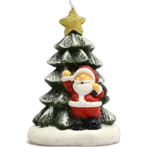 CANDELA NATALIZIA AD ALBERO CON BABBO NATALE DA 13 CM