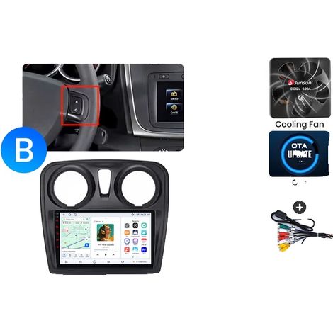 Auto Multimedia Player, Touchscreen, Audio Player, Kompatibel mit Dacia / Renault Logan 2 & Sandero 2 (2012-2020), Eingebauter, V7 (8GB-256GB) - B (1/2)