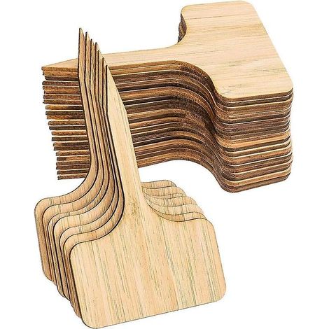 Lot de 50 étiquettes en bambou à coller en forme de T pour plantes (1/3)