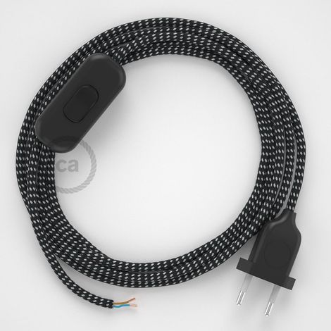 Cordon pour lampe, câble RT41 Effet Soie Étoiles 1,80 m. Choisissez la couleur de la fiche et de l'interrupteur Noir (1/4)