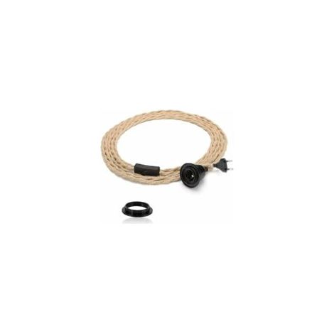 Suspension DIY avec corde en chanvre, câble textile, douille E27 avec interrupteur et prise, lampe rétro de 4,5 m, câble en corde, lampe pour table à manger, salon, chambre (1 ampoule) [Classe d'effic (1/5)