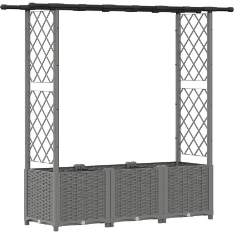 Raised Bed with Trellis and Roof Light Grey 162.5 x 40 x 136 cm vidaXL (1/5)
