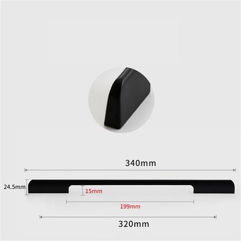 Poignée de porte moderne en aluminium noir américain, longue pour armoire, placard, tiroir, trous 320mm, modèle A, vente directe usine. (1/2)