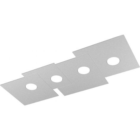 Plafoniera Moderna Rettangolare Plate Metallo Grigio 4 Luci Gx53 (1/5)