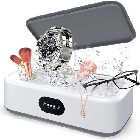 Nettoyeur à ultrasons 640 ml 49 000 Hz, nettoyeur à ultrasons pour bijoux 40 W avec 3 réglages de temps pour nettoyer les bijoux, les lunettes, les montres et les prothèses dentaires. (1/4)