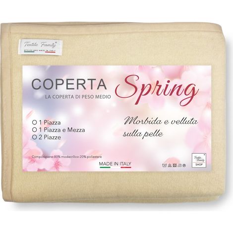 COPERTA Leggera estiva SPRING Peso Medio Modacrilico MADE in ITALY Beige 1 PIAZZA E MEZZA (1/5)