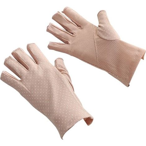Guanti antiscivolo senza dita, protezione UV, guanti da guida, guanti estivi per attività all'aperto per donne e ragazze, rosa chiaro