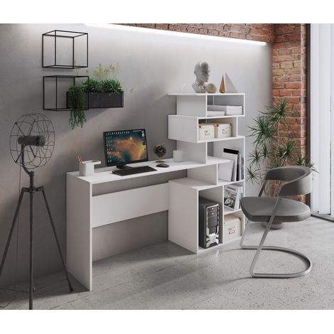 SCRIVANIA GHEA 159X40XH135CM LARICE BIANCO CON LIB (1/2)