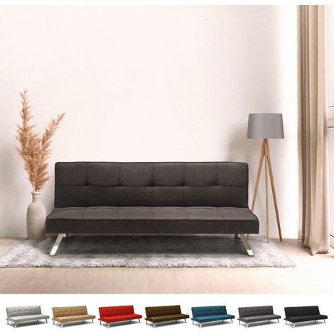 Modus Sofà – Canapé convertible 2 places clic clac – Dimensions 175 x 83 x 74 cm – Lit 175 x 98 cm – Rembourrage en éponge haute densité – Design moderne gris foncé