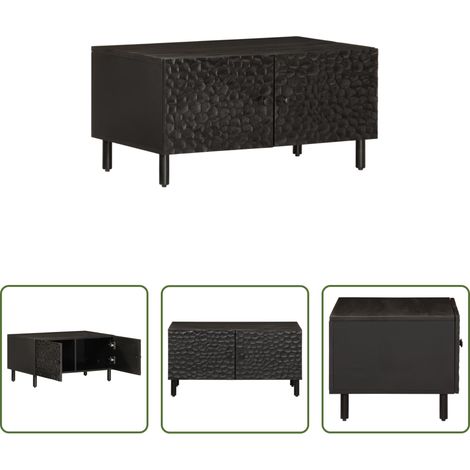 Table d'appoint - Table basse noir 80x50x40 cm bois massif de manguier (1/5)