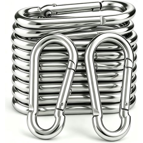 12 x Carabiners Anti-Rust, Diameter 6 x 60 mm, Max Load 180 kg Carabiner for keychains, hammocks, camping, fishing, awnings. Strong and practical inside and outside. (1/5)