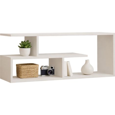Mobile Porta tv Foglizzo, 2 Ripiani, 4 Vani, Peso Supportato 40 kg, 100x30x40h cm Bianco