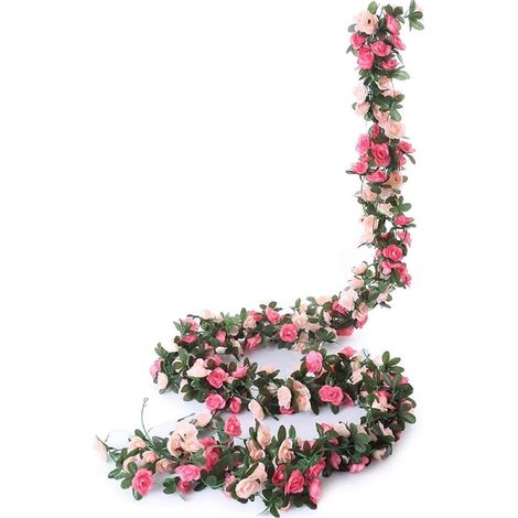 Lot de 5 Guirlande, Rose artificielle, Soie et plastique, 2,5 m, Décoration mariage, Jardin, Maison (1/5)