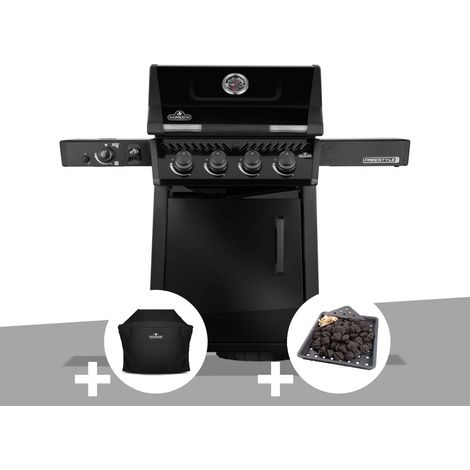 Barbecue gaz Freestyle 425 noir PRO 4 brûleurs + 1 sizzle zone + Housse + Plateau charbon - Napoléon