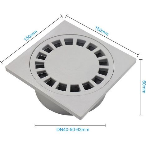 Bodenablauf – 150 x 150 mm – integrierter Ablauf Ø 40/50/63 mm – PVC – grau (1/5)