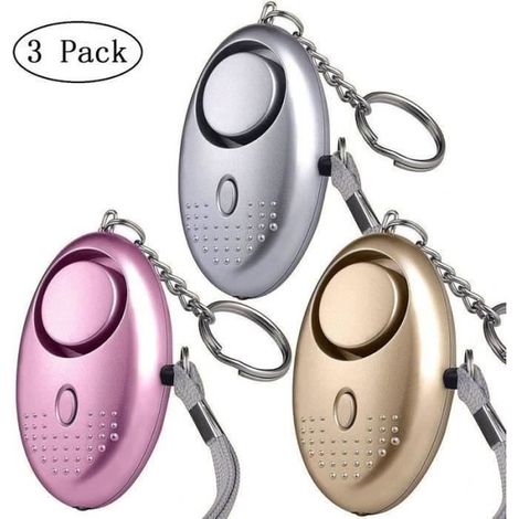 DX04589-3er-Pack 140 dB Persönlicher Notrufalarm, Safesound Sicherheitsalarm mit LED-Taschenlampe, Anti-Gr