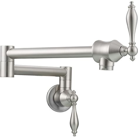 Robinet de cuisine remplisseur de pot Robinet de remplissage de marmite en laiton robinet de cuisine pliable double robinet fonctionnel avec 2 poignées robinet mural uniquement eau froide ( Color : Br (1/5)