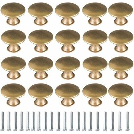 Bouton de Porte Laiton 20 Pièces Vintage Laiton Poignées Boutons de Meuble Boutons Porte de Tiroir Poignée de Meuble Bouton de Meuble Vintage pour Tiroir Armoire Meuble Cuisine de Placard (1/4)