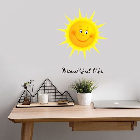 Vinilo decorativo de pared "Sonrisa Sol Hermosa Vida", adhesivo decorativo para dormitorio, baño, cocina, sala de estar, estudio. (1/5)