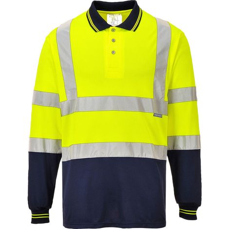Bicolor Polo Langarm - XS - Gelb/Navy - Portwest