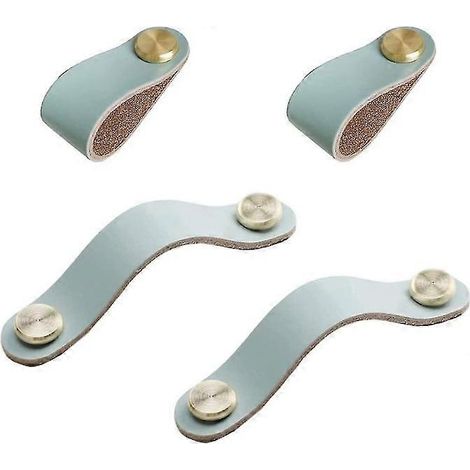 Poignées de meuble en cuir, 4 poignées de meubles vintage, boutons en cuir pour armoires (1/5)