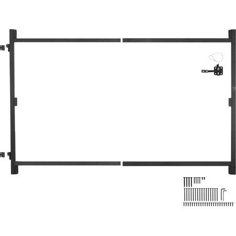 VEVOR Kit de construction de portail, pour ouvertures 1016-1829 mm large, kit cadre de portail complet anti-affaissement reglable, 1194 mm haut, avec verrou a loquet, pour cloture en bois, fer, noir