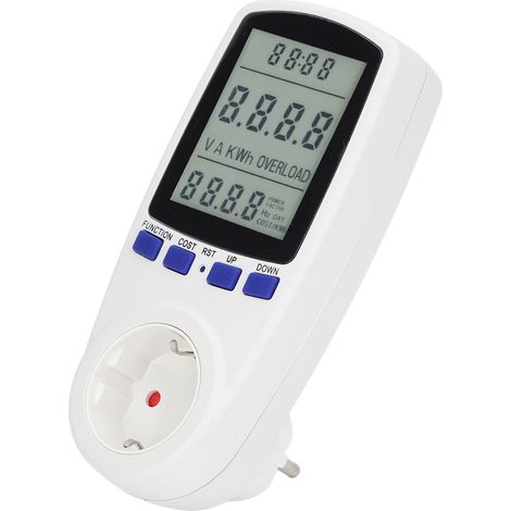Compteur de consommation électrique prise EU 230V avec affichage LCD rétroéclairé bleu, moniteur d'énergie domestique (1/5)