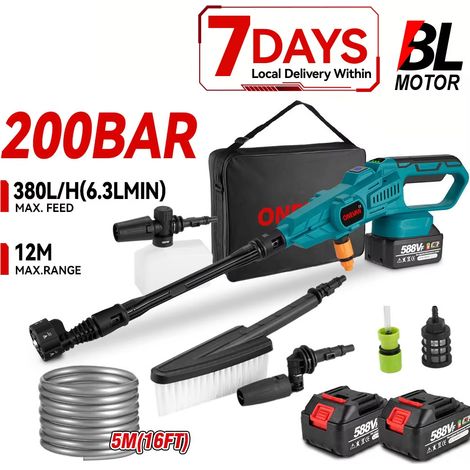 Nettoyeur haute pression 200Bar brushless sans fil portable pour auto et jardin puissant et efficace avec 2 batteries Makita incluses (1/5)