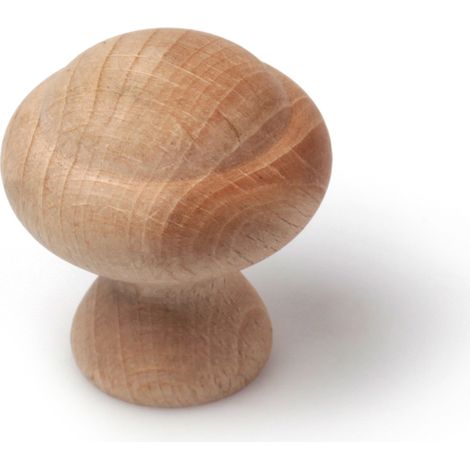Pomo en madera con acabado haya crudo, dimensiones: 30x30x32mm, Ø: 30mm - (1/4)