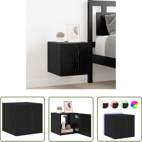 vidaXL LED-Beleuchtung - TV-Wandschrank Schwarz Eichen-Optik 30,5 x 35 x 30 cm (1/5)
