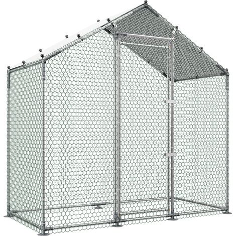 Mophorn Pollaio in Metallo di Grandi Dimensioni 2 x 1 x 2 m, Recinto per Polli con Copertura Impermeabile e Struttura Solida, Gabbia per Pollame con Tetto a Guglia, Recinto per Anatre e Conigli (1/5)