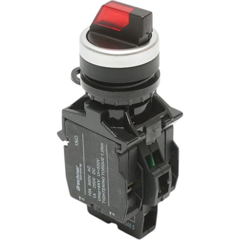 Selettore luminoso 220V AC LED rosso a 3 posizioni 2NO, 10A/600V AC, 1A/250V DC LA42 Breckner Germany (1/5)