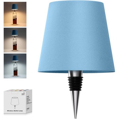 Lampe sans fil pour bouteille,lampes de bouteille de vin rechargeables 3 couleurs pour bars et restaurants (bleu, 1 pièce) (1/5)