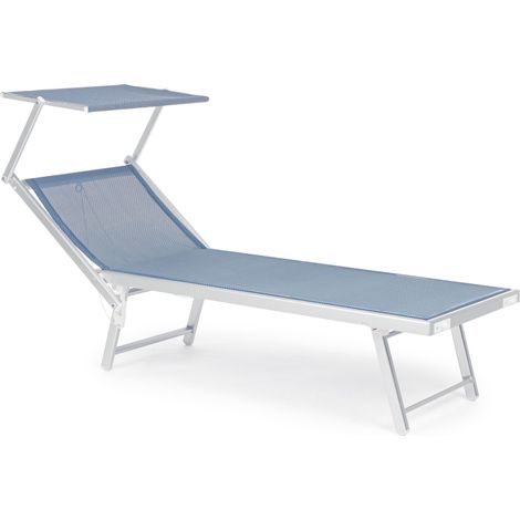 Chaise longue pliante en aluminium bleu Jorgia - Lot de 2 (1/5)