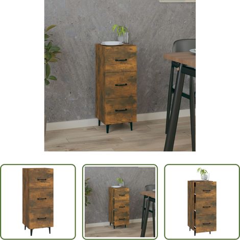 Holzbeistelltisch -  Sideboard Räuchereiche 34,5x34x90 cm Holzwerkstoff (1/5)